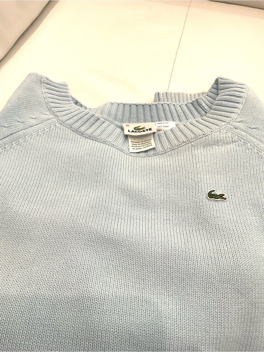 Lacoste women Light Blue Cotton Crewneck Sweater